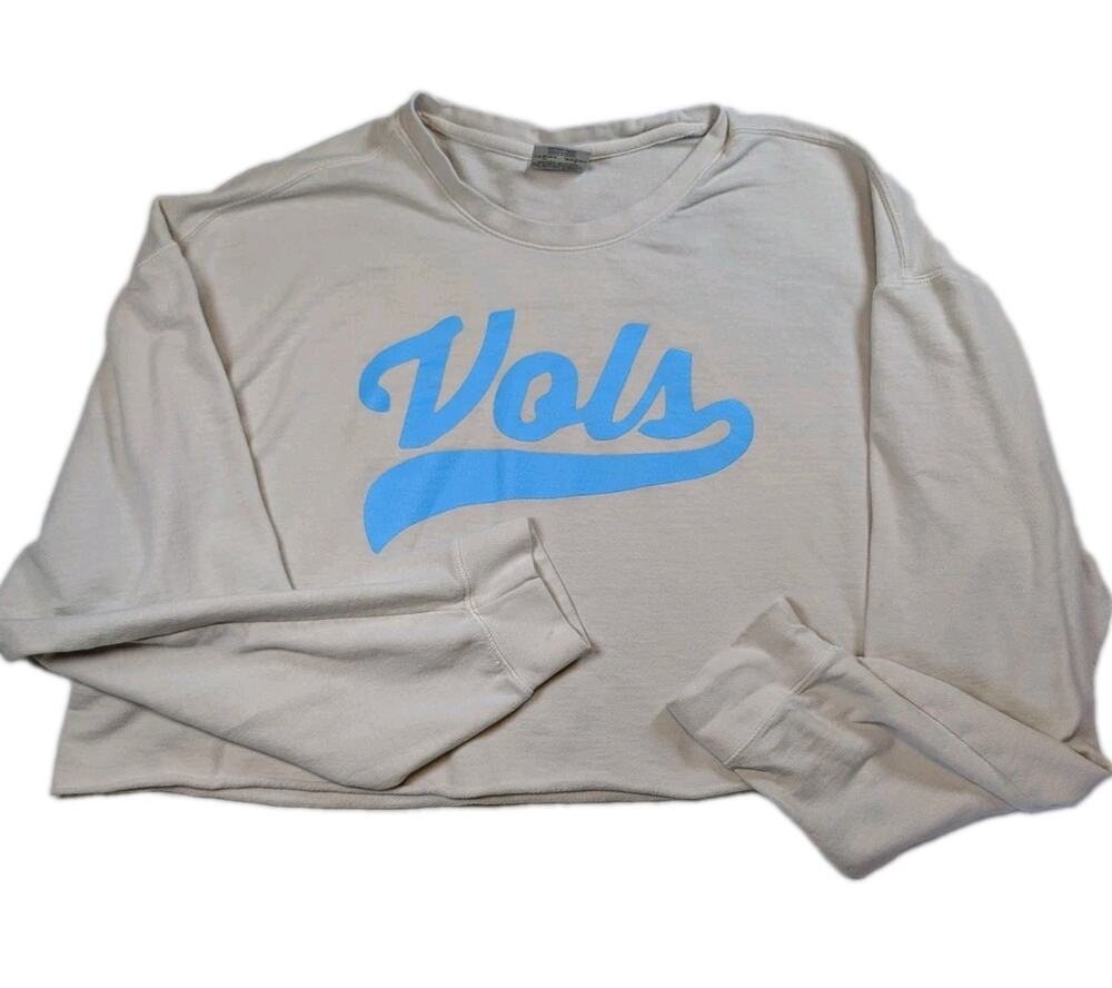 Tennessee Volunteers Vols Cropped Sweatshirt Women's XL Ivory Long Sleeve